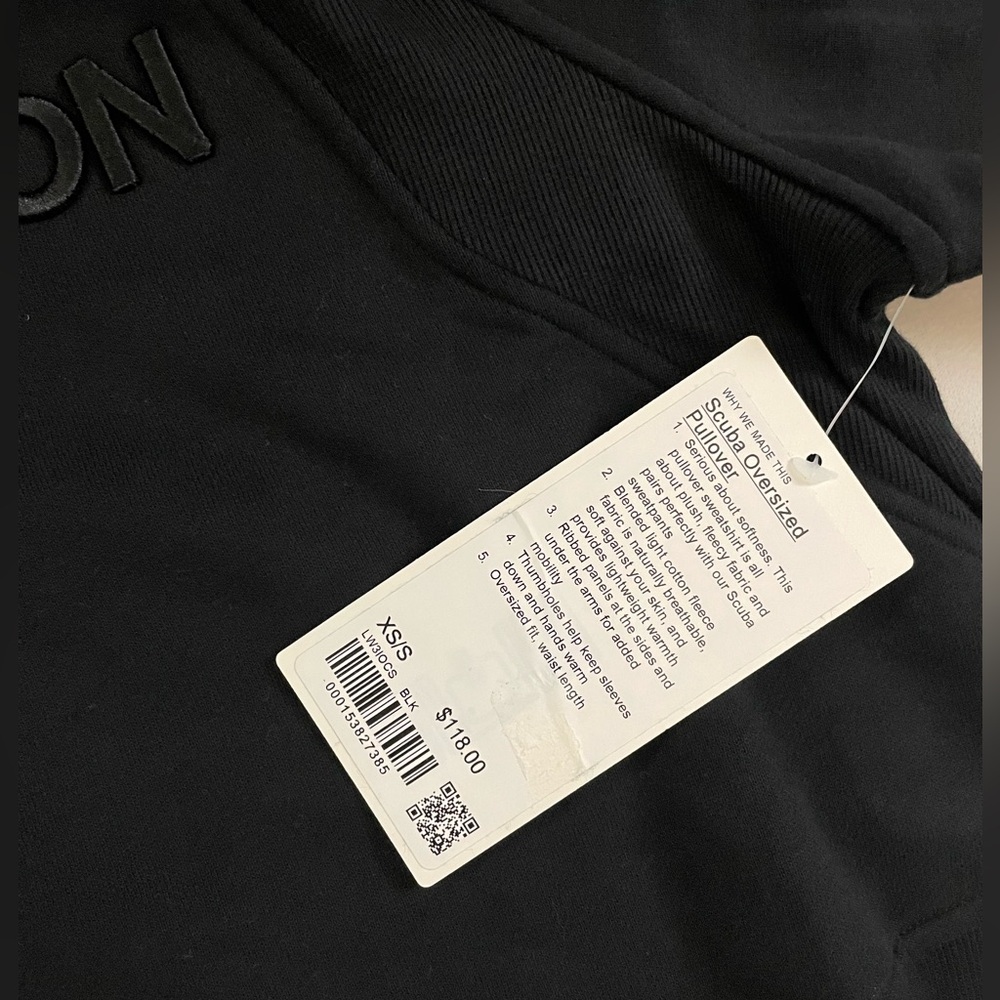 NWT Lululemon Scuba Oversized Pullover Crewneck Sweater Wordmark Black Size XS/S - Picture 12 of 13